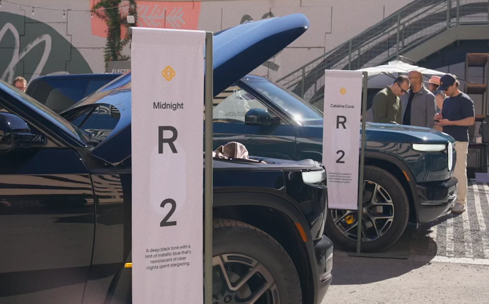 Rivian R2 EVs at South by Southwest in Austin earlier in March.